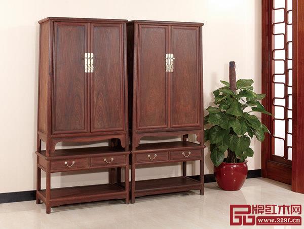 名典紅木大紅酸枝明式圓角柜