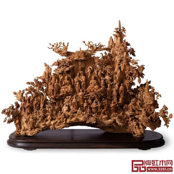 林慶財大師木雕作品——檀香木雕《群仙聚會》