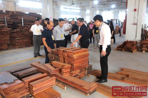 澳門茂名同鄉(xiāng)會(huì)考察交流團(tuán)在考察南枝紅的優(yōu)質(zhì)木料