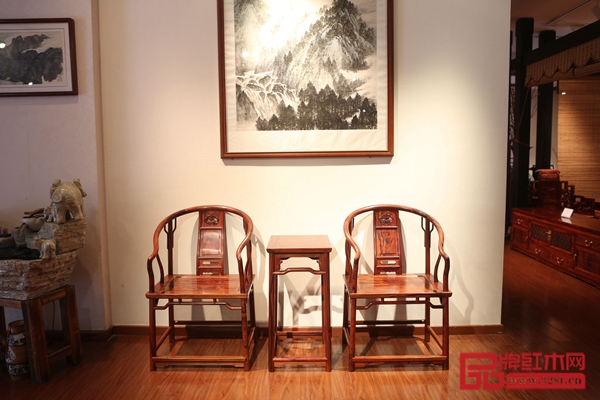 垂手圈椅三件套 奧氏黃檀（紅酸枝）