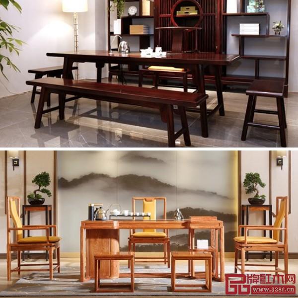 無論是古典韻味還是新式簡約的茶臺，你都可以在“當(dāng)代紅木茶臺匯萃展”上見到