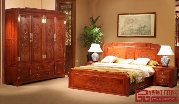 東成紅木《緬花荷韻大床》 東成紅木《緬花荷韻大床》