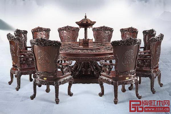  泰和園小葉紫檀百子團圓大餐桌