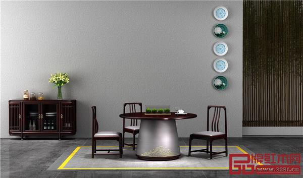  老周家居印尼黑酸枝“禪悅”圓臺