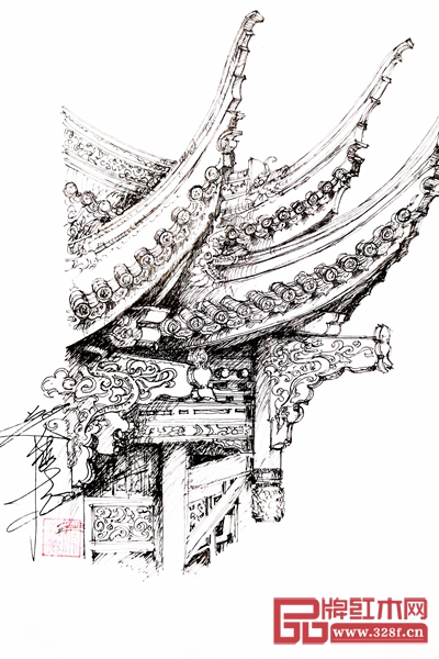 國(guó)方家居紅木整裝提供家具定制、 空間設(shè)計(jì)、軟裝飾品、燈光搭配、中式整裝、工程建設(shè)等更全面的體系服務(wù)和居家體驗(yàn)，真正為消費(fèi)者定制中式生活空間搭配方案，打造當(dāng)代“新中式”生活方式(圖為國(guó)方家居設(shè)計(jì)總監(jiān)葉繼德手繪的設(shè)計(jì)圖)