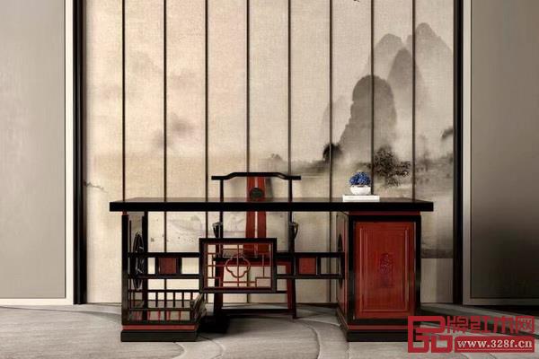  明清居·嘉木情緣系列非洲紫檀+柬埔寨黑酸枝或刺猬紫檀1.8米書桌