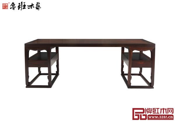  魯班木藝大紅酸枝卷珠足架幾書臺(tái)