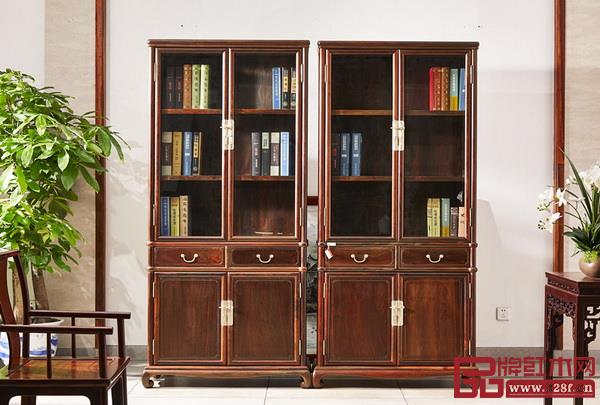  鴻運(yùn)堂紅木老撾大紅酸枝明式書柜