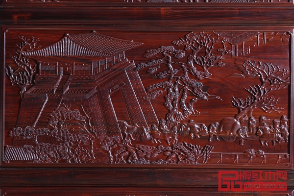 《大紅酸枝·大卷書沙發(fā)》（局部）