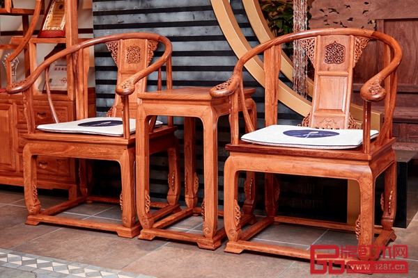 洪祥軒紅木緬甸花梨皇宮椅三件套