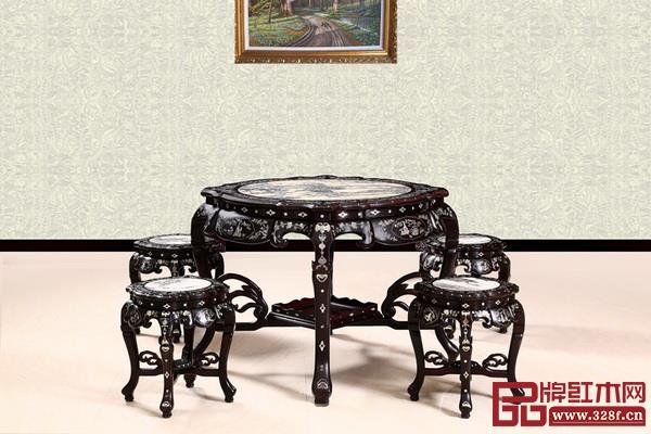 翰博紅木微凹黃檀鑲貝云臺(tái) 翰博紅木微凹黃檀鑲貝云臺(tái)