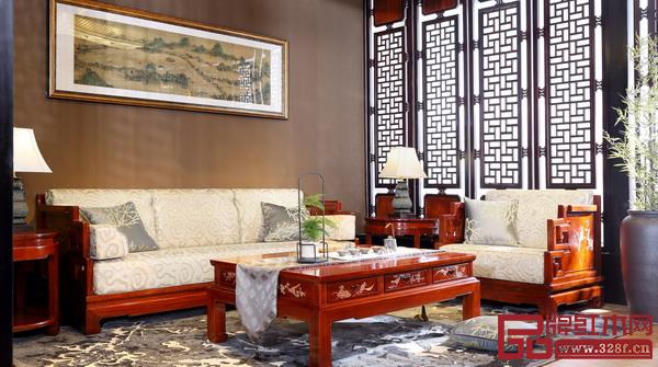 戴為紅木緬甸花梨博古花鳥梳化 戴為紅木緬甸花梨博古花鳥梳化