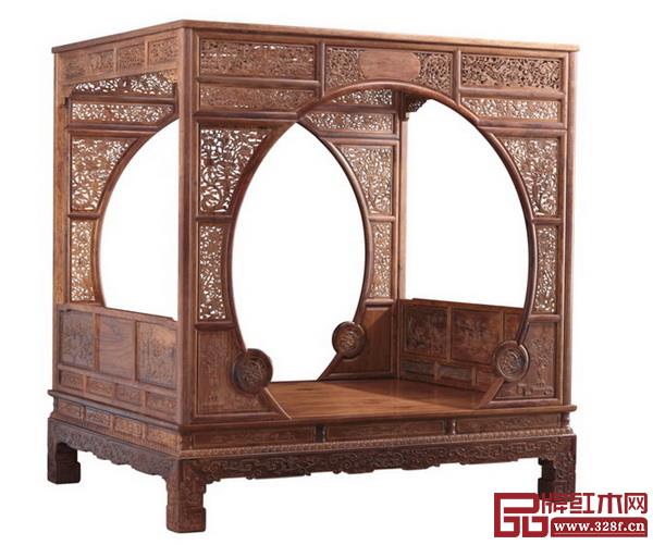 家具雕刻——大家之家海南黃花梨雙月洞門架子床 家具雕刻——大家之家海南黃花梨雙月洞門架子床