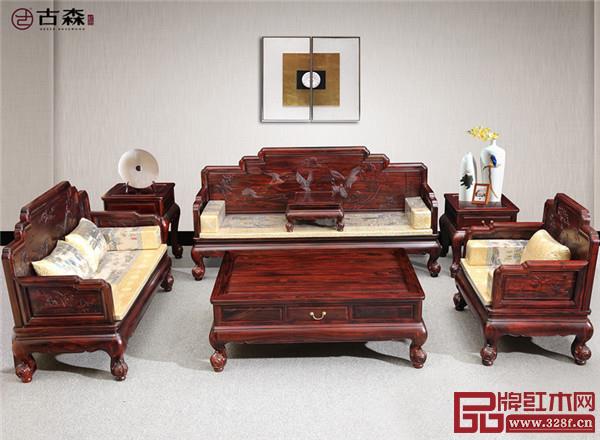 古森紅木闊葉黃檀明式寶座沙發(fā)