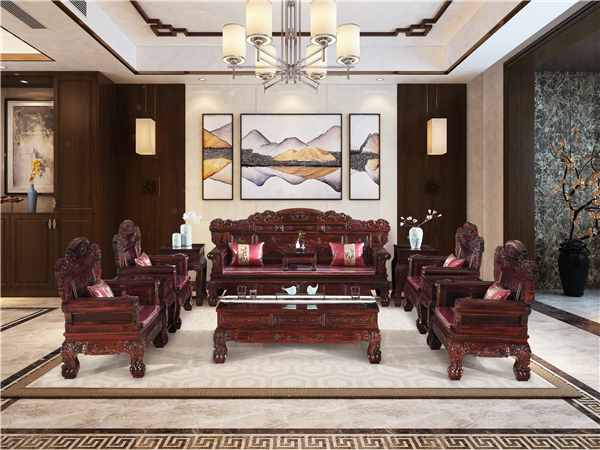 經典之美，測評古森紅木闊葉黃檀精品《金玉滿堂沙發(fā)》