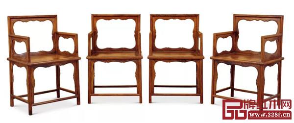 清 黃花梨玫瑰椅 (四只) 清 黃花梨玫瑰椅 (四只)