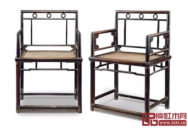 清 雞翅木直欞玫瑰椅成對(duì) 清 雞翅木直欞玫瑰椅成對(duì)