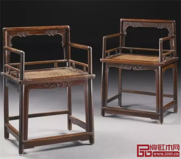 清 鐵力木配硬木玫瑰椅(兩件) 清 鐵力木配硬木玫瑰椅(兩件)