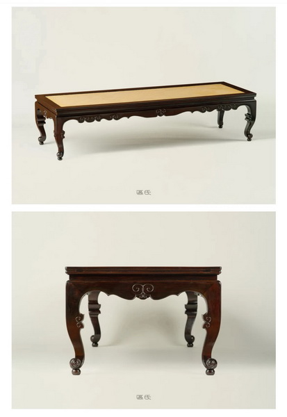 區(qū)氏家具 三彎腳卷珠足榻 酸枝 長:206cm 寬:70cm 高:49cm A ZITAN Three drawers dragon pattern low table 區(qū)氏家具 三彎腳卷珠足榻 酸枝 長:206cm 寬:70cm 高:49cm A ZITAN Three drawers dragon pattern low table