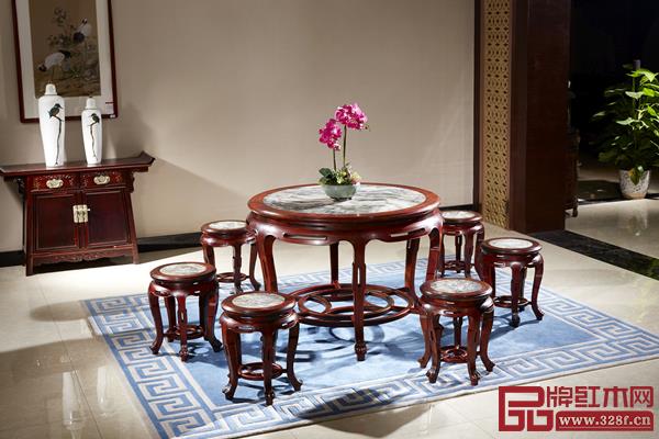 國方家居《大紅酸枝?大理石面圓臺(tái)》 國方家居《大紅酸枝?大理石面圓臺(tái)》