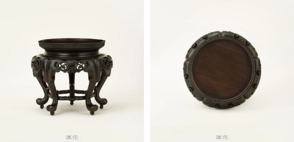 區(qū)氏家具 圓香幾 小葉紫檀 直徑:13.5cm 高:12cm A Zitan Small round shelf 區(qū)氏家具 圓香幾 小葉紫檀 直徑:13.5cm 高:12cm A Zitan Small round shelf