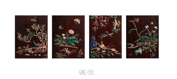 區(qū)氏家具 鑲嵌百寶方筆筒 小葉紫檀 長:13cm 寬:13cm 高:16cm A Zitan Jewel-encrusted square pen holder 區(qū)氏家具 鑲嵌百寶方筆筒 小葉紫檀 長:13cm 寬:13cm 高:16cm A Zitan Jewel-encrusted square pen holder