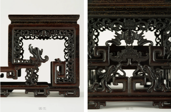 區(qū)氏家具 理石面二級幾 小葉紫檀 長:48cm 寬:15 cm 高:21cm A Zitan Inlaid marble with two floors 區(qū)氏家具 理石面二級幾 小葉紫檀 長:48cm 寬:15 cm 高:21cm A Zitan Inlaid marble with two floors