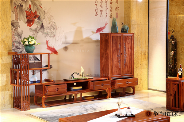 華行紅木巴花煙柳畫橋組合柜 華行紅木巴花煙柳畫橋組合柜