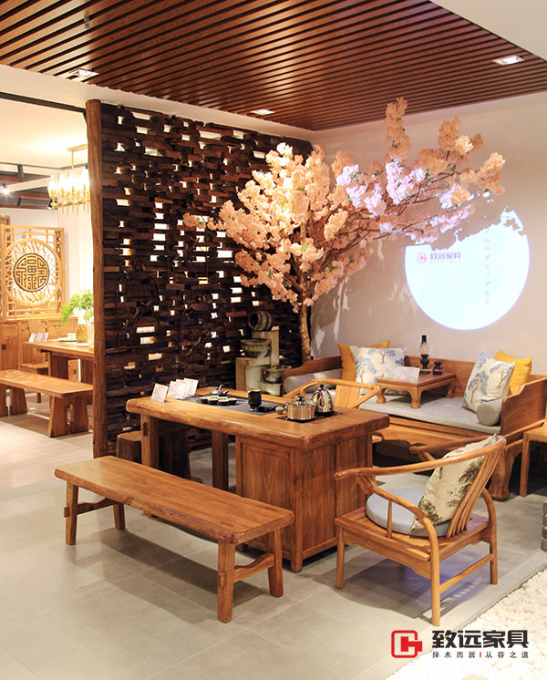 致遠(yuǎn)老榆木茶室家具