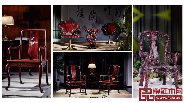  梅蘭竹菊和多種紋飾圖案雕刻的運(yùn)用，讓紅木家具情趣盎然、寓意深遠(yuǎn)（泰和園供圖）