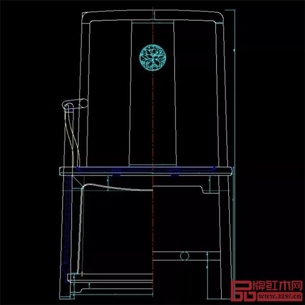 紅橋紅扇形官帽椅CAD圖紙