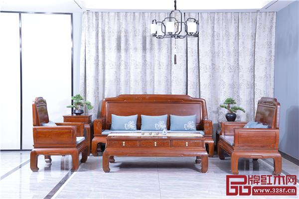 國(guó)祥紅木精品緬甸花梨家具——《步步高沙發(fā)