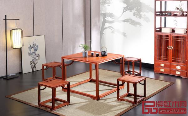 國(guó)壽紅木《明軒小方桌》 國(guó)壽紅木《明軒小方桌》