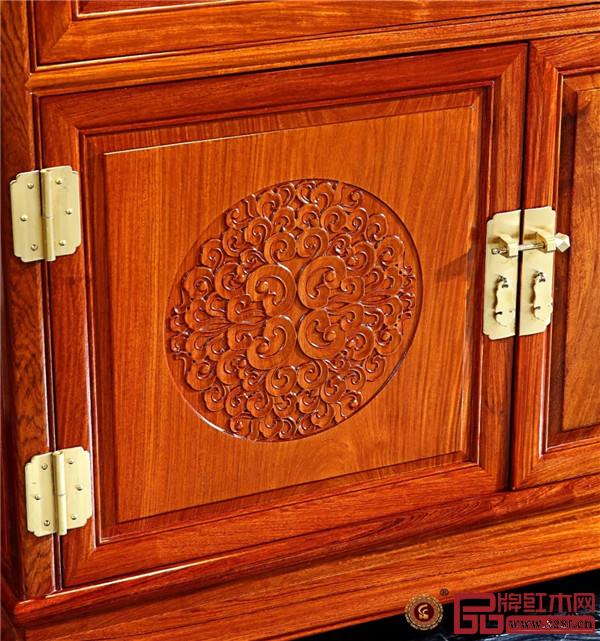 華行紅木:緬花明韻書柜B80款 華行紅木:緬花明韻書柜B80款