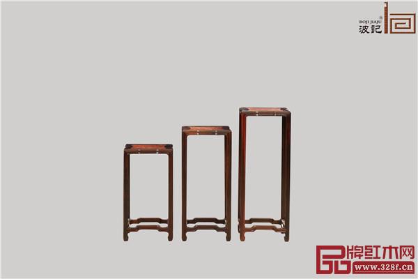 波記家具:步步高花幾3件套 波記家具:步步高花幾3件套