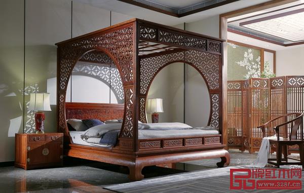 國壽紅木東方丹云百子床 國壽紅木東方丹云百子床