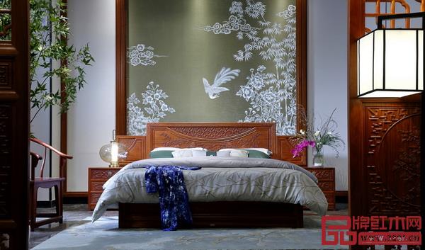 國壽紅木東方丹云福滿堂大床 國壽紅木東方丹云福滿堂大床