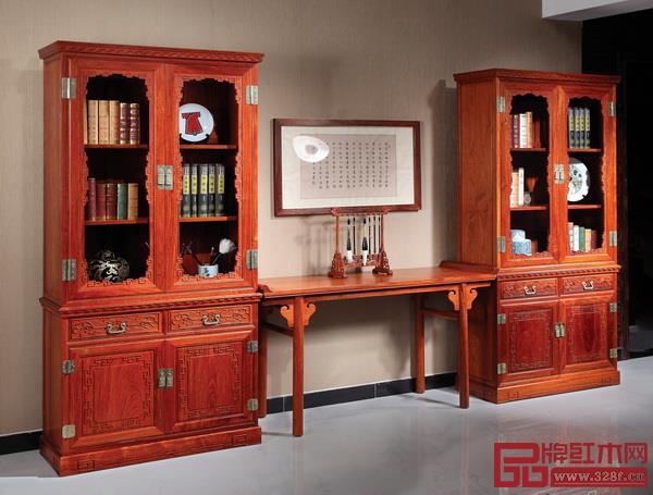 國壽紅木《祥云書柜》 國壽紅木《祥云書柜》