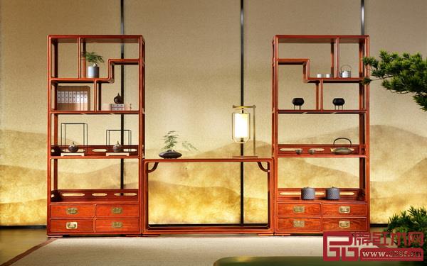 國壽紅木·世外桃源《明軒博古架》 國壽紅木·世外桃源《明軒博古架》