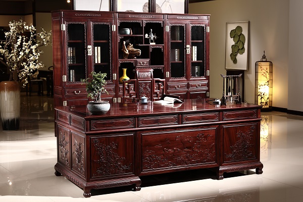 喜迎紅紅木——三組合書柜辦公桌