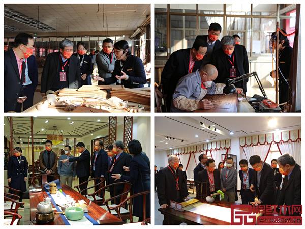 一眾專家領(lǐng)導(dǎo)參觀巧奪天工紅木工廠 一眾專家領(lǐng)導(dǎo)參觀巧奪天工紅木工廠