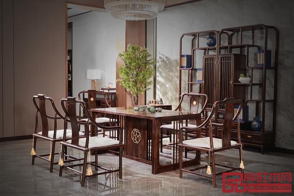 黑酸枝新中式·閑適紅木《曲水茶臺(tái)》 黑酸枝新中式·閑適紅木《曲水茶臺(tái)》