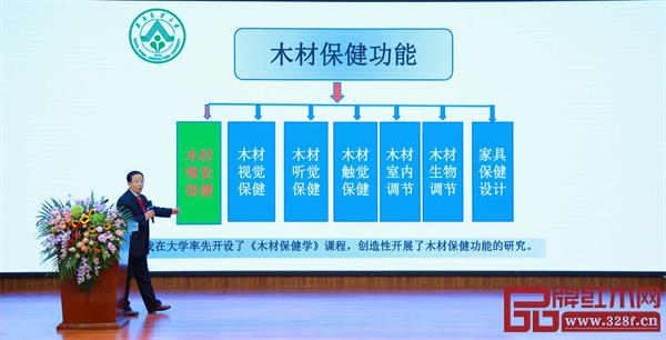 全聯(lián)藝術(shù)紅木家具專(zhuān)業(yè)委員會(huì)專(zhuān)家顧問(wèn)、華南農(nóng)業(yè)大學(xué)博士生導(dǎo)師李凱夫教授帶來(lái)《紅木熱門(mén)樹(shù)種之特性與保健》的主題分享