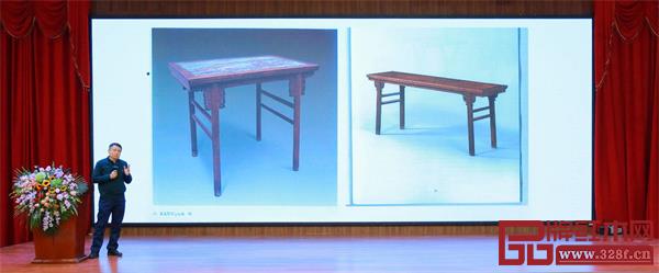 全聯(lián)藝術紅木家具專業(yè)委員會專家顧問、明清家具專家張輝帶來了《從案類發(fā)展看明清家具的發(fā)展趨勢》的主題分享