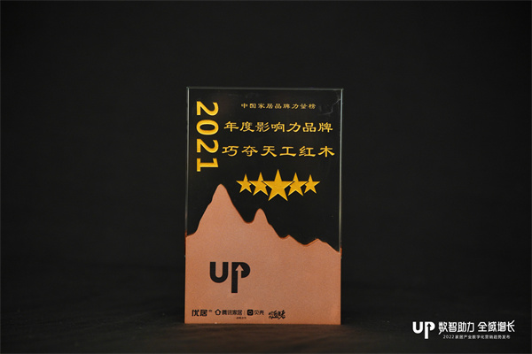 巧奪天工紅木斬獲2021中國(guó)家居品牌力量榜年度影響力品牌