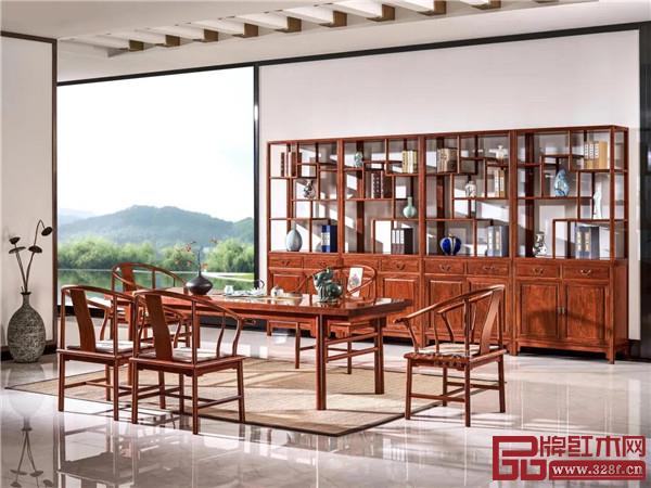 巧奪天工紅木茶臺(tái)配博古架 巧奪天工紅木茶臺(tái)配博古架