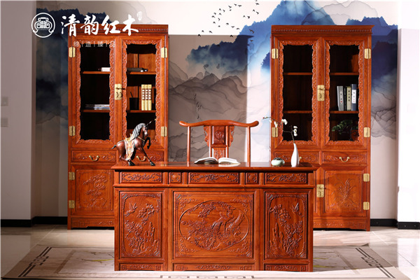 東陽買紅木書桌哪家好？清韻紅木緬甸花梨家具怎么樣？