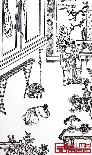明《丹桂記》版畫中的落地宮燈 明《丹桂記》版畫中的落地宮燈