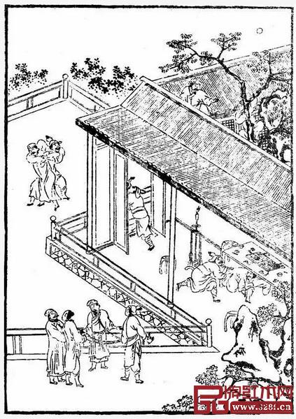 《金瓶梅》插圖中,有一具類似的升降式燈臺 《金瓶梅》插圖中,有一具類似的升降式燈臺