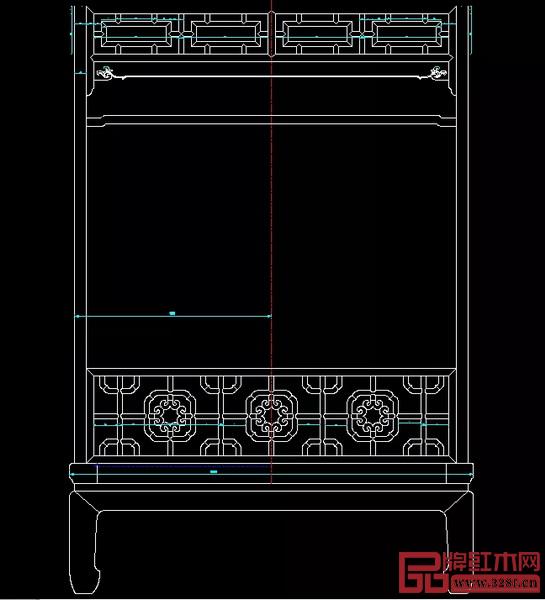 紅橋紅·架子床側面CAD示意圖
